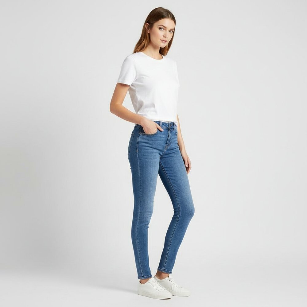 Skinny Jeans Women Size 9 28 Blue Mid Rise‎ Stretch Denim Basic Fit Casual